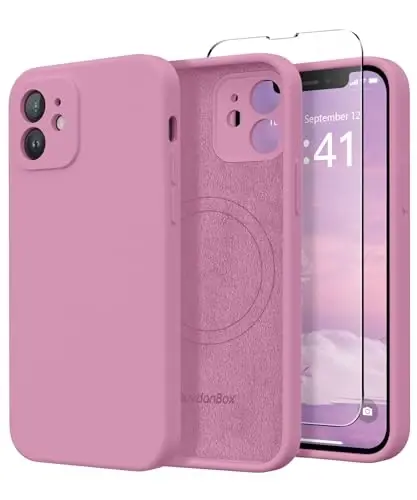SuydanBox Magnetic for iPhone 12 Case, Compatible with MagSafe, [Full Camera Protection] [Screen Protector] Silicone Shockproof Protective Phone Case for iPhone 12 6.1