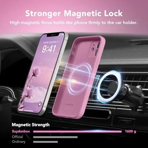 SuydanBox Magnetic for iPhone 12 Case, Compatible with MagSafe, [Full Camera Protection] [Screen Protector] Silicone Shockproof Protective Phone Case for iPhone 12 6.1