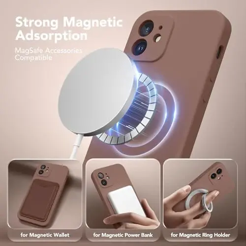 SuydanBox Magnetic for iPhone 12 Case, Compatible with MagSafe, [Full Camera Protection][Screen Protector] Silicone Shockproof Protective Phone Case for iPhone 12 6.1