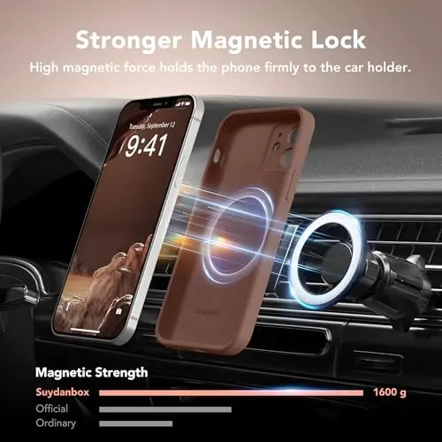 SuydanBox Magnetic for iPhone 12 Case, Compatible with MagSafe, [Full Camera Protection][Screen Protector] Silicone Shockproof Protective Phone Case for iPhone 12 6.1