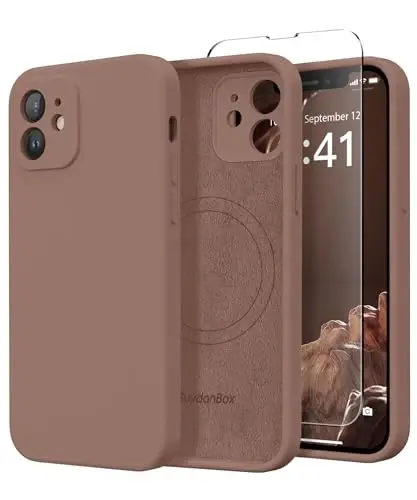 SuydanBox Magnetic for iPhone 12 Case, Compatible with MagSafe, [Full Camera Protection][Screen Protector] Silicone Shockproof Protective Phone Case for iPhone 12 6.1