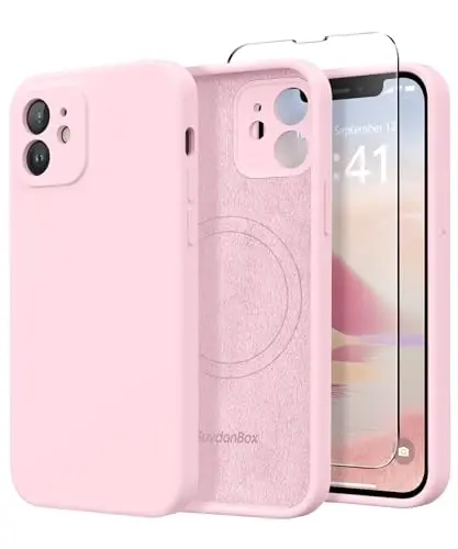 SuydanBox Magnetic for iPhone 12 Case, Compatible with MagSafe, [Full Camera Protection][Screen Protector] Silicone Shockproof Protective Phone Case for iPhone 12 6.1