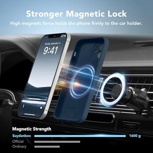SuydanBox Magnetic for iPhone 12 Case, Compatible with MagSafe, [Full Camera Protection][Screen Protector] Silicone Shockproof Protective Phone Case for iPhone 12 6.1