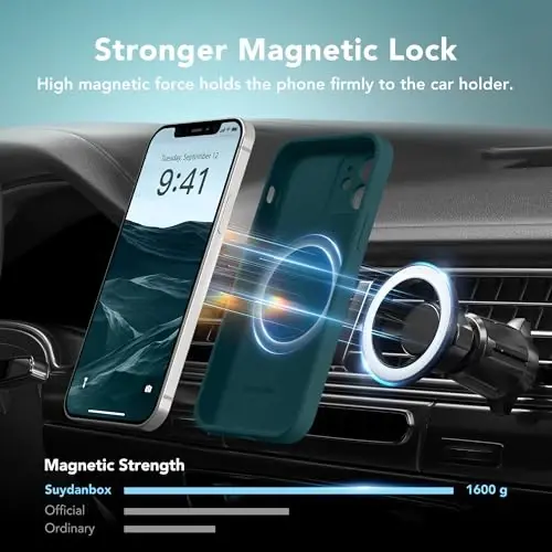SuydanBox Magnetic for iPhone 12 Case, Compatible with MagSafe, [Full Camera Protection][Screen Protector] Silicone Shockproof Protective Phone Case for iPhone 12 6.1