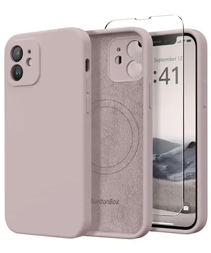 SuydanBox Magnetic for iPhone 12 Case, Compatible with MagSafe, [Full Camera Protection][Screen Protector] Silicone Shockproof Protective Phone Case for iPhone 12 6.1