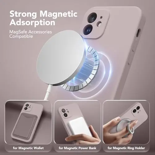 SuydanBox Magnetic for iPhone 12 Case, Compatible with MagSafe, [Full Camera Protection][Screen Protector] Silicone Shockproof Protective Phone Case for iPhone 12 6.1