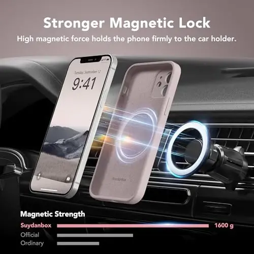 SuydanBox Magnetic for iPhone 12 Case, Compatible with MagSafe, [Full Camera Protection][Screen Protector] Silicone Shockproof Protective Phone Case for iPhone 12 6.1