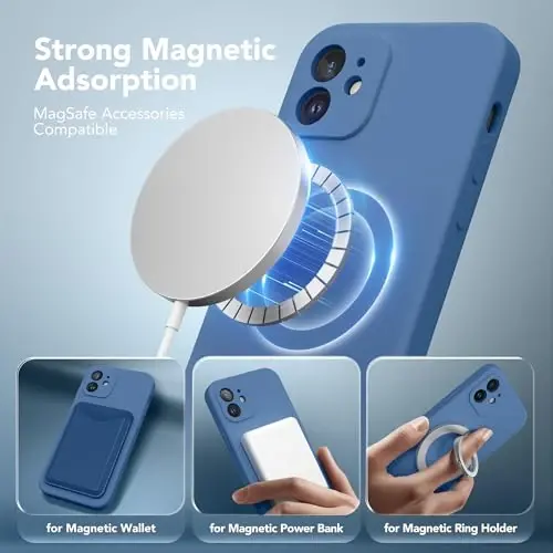 SuydanBox Magnetic for iPhone 12 Case, Compatible with MagSafe, [Full Camera Protection][Screen Protector] Silicone Shockproof Protective Phone Case for iPhone 12 6.1