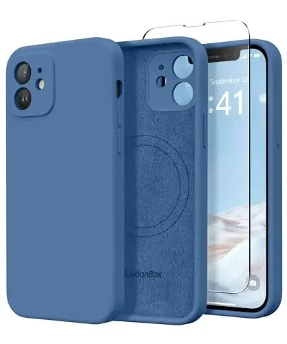 SuydanBox Magnetic for iPhone 12 Case, Compatible with MagSafe, [Full Camera Protection][Screen Protector] Silicone Shockproof Protective Phone Case for iPhone 12 6.1