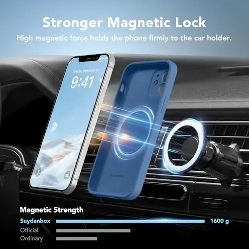 SuydanBox Magnetic for iPhone 12 Case, Compatible with MagSafe, [Full Camera Protection][Screen Protector] Silicone Shockproof Protective Phone Case for iPhone 12 6.1