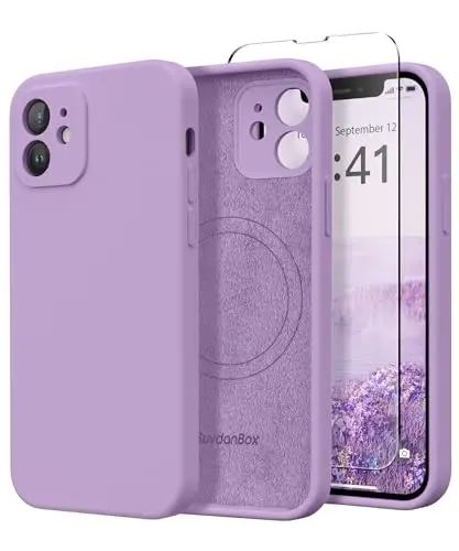 SuydanBox Magnetic for iPhone 12 Case, Compatible with MagSafe, [Full Camera Protection][Screen Protector] Silicone Shockproof Protective Phone Case for iPhone 12 6.1