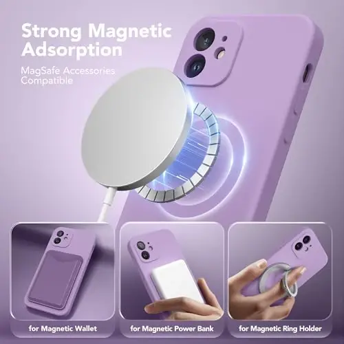 SuydanBox Magnetic for iPhone 12 Case, Compatible with MagSafe, [Full Camera Protection][Screen Protector] Silicone Shockproof Protective Phone Case for iPhone 12 6.1