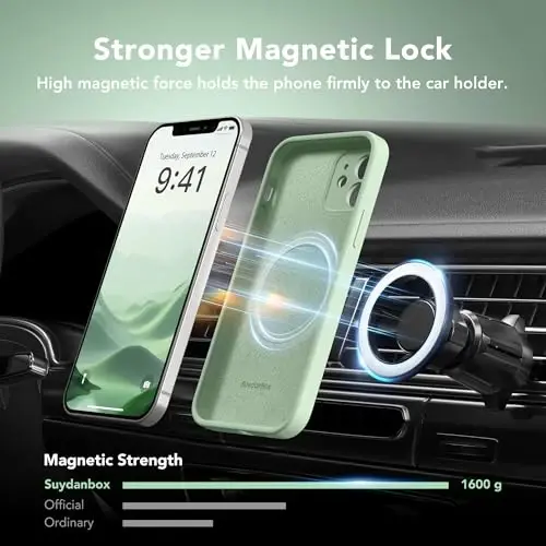 SuydanBox Magnetic for iPhone 12 Case, Compatible with MagSafe, [Full Camera Protection][Screen Protector] Silicone Shockproof Protective Phone Case for iPhone 12 6.1