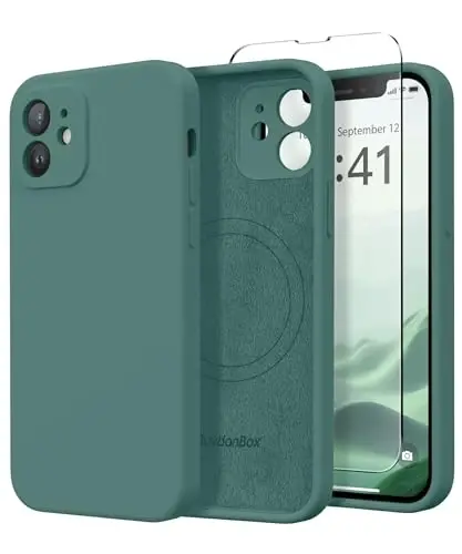 SuydanBox Magnetic for iPhone 12 Case, Compatible with MagSafe, [Full Camera Protection][Screen Protector] Silicone Shockproof Protective Phone Case for iPhone 12 6.1