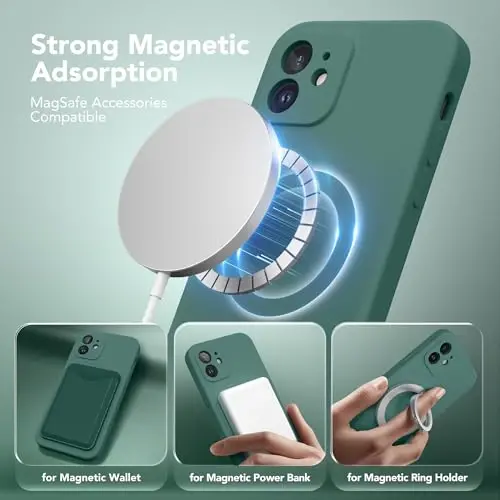 SuydanBox Magnetic for iPhone 12 Case, Compatible with MagSafe, [Full Camera Protection][Screen Protector] Silicone Shockproof Protective Phone Case for iPhone 12 6.1
