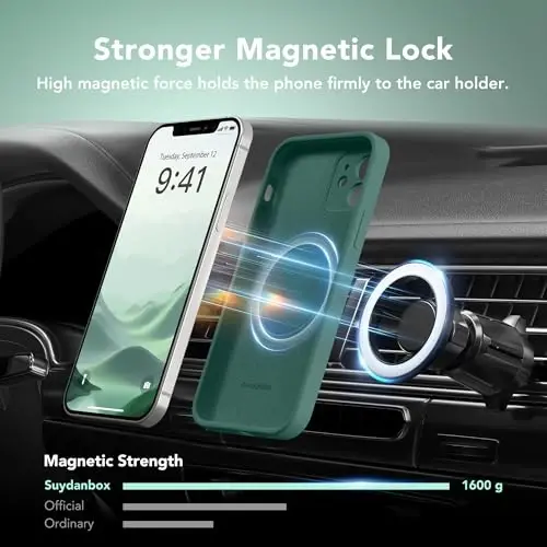 SuydanBox Magnetic for iPhone 12 Case, Compatible with MagSafe, [Full Camera Protection][Screen Protector] Silicone Shockproof Protective Phone Case for iPhone 12 6.1