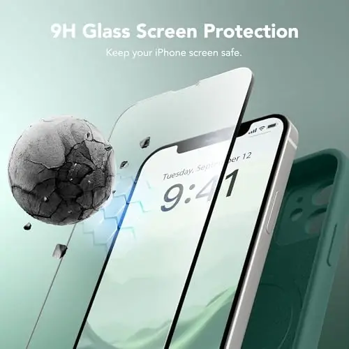 SuydanBox Magnetic for iPhone 12 Case, Compatible with MagSafe, [Full Camera Protection][Screen Protector] Silicone Shockproof Protective Phone Case for iPhone 12 6.1