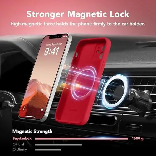 SuydanBox Magnetic for iPhone 12 Case, Compatible with MagSafe, [Full Camera Protection][Screen Protector] Silicone Shockproof Protective Phone Case for iPhone 12 6.1