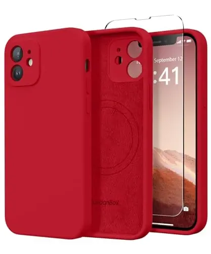 SuydanBox Magnetic for iPhone 12 Case, Compatible with MagSafe, [Full Camera Protection][Screen Protector] Silicone Shockproof Protective Phone Case for iPhone 12 6.1