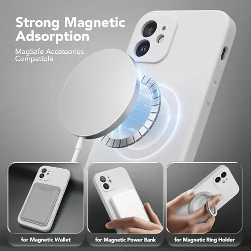SuydanBox Magnetic for iPhone 12 Case, Compatible with MagSafe, [Full Camera Protection][Screen Protector] Silicone Shockproof Protective Phone Case for iPhone 12 6.1