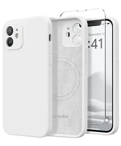 SuydanBox Magnetic for iPhone 12 Case, Compatible with MagSafe, [Full Camera Protection][Screen Protector] Silicone Shockproof Protective Phone Case for iPhone 12 6.1