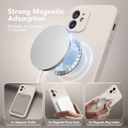 SuydanBox Magnetic for iPhone 12 Case, Compatible with MagSafe, [Full Camera Protection][Screen Protectors] Silicone Shockproof Protective Phone Case for iPhone 12 6.1