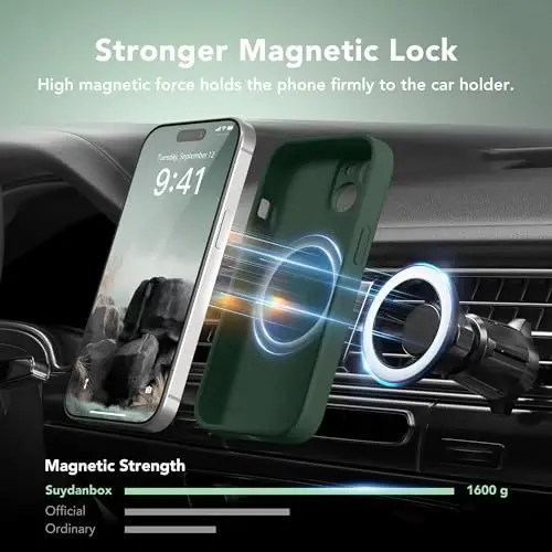 SuydanBox Magnetic for iPhone 13 Case, Compatible with MagSafe, [Full Camera Protection][Screen Protector] Silicone Shockproof Protective Phone Case for iPhone 13 6.1