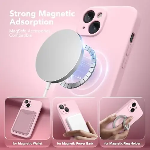 SuydanBox Magnetic for iPhone 13 Case, Compatible with MagSafe, [Full Camera Protection][Screen Protector] Silicone Shockproof Protective Phone Case for iPhone 13 6.1