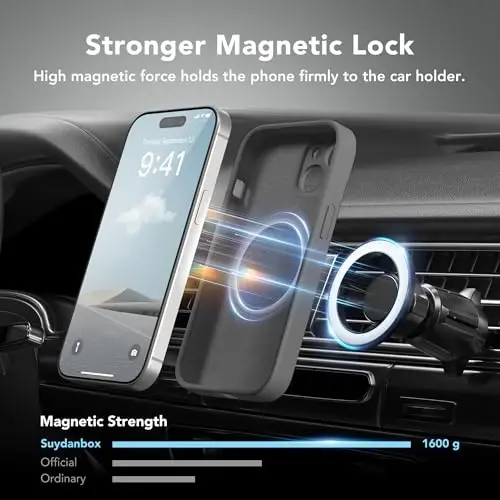 SuydanBox Magnetic for iPhone 13 Case, Compatible with MagSafe, [Full Camera Protection][Screen Protector] Silicone Shockproof Protective Phone Case for iPhone 13 6.1