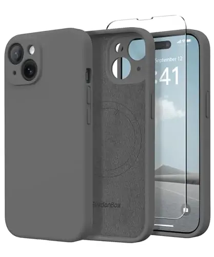 SuydanBox Magnetic for iPhone 13 Case, Compatible with MagSafe, [Full Camera Protection][Screen Protector] Silicone Shockproof Protective Phone Case for iPhone 13 6.1