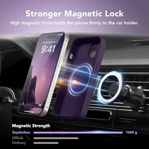 SuydanBox Magnetic for iPhone 13 Case, Compatible with MagSafe, [Full Camera Protection][Screen Protector] Silicone Shockproof Protective Phone Case for iPhone 13 6.1