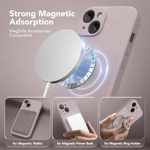 SuydanBox Magnetic for iPhone 13 Case, Compatible with MagSafe, [Full Camera Protection][Screen Protector] Silicone Shockproof Protective Phone Case for iPhone 13 6.1