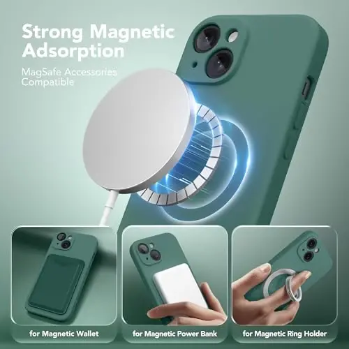 SuydanBox Magnetic for iPhone 13 Case, Compatible with MagSafe, [Full Camera Protection][Screen Protector] Silicone Shockproof Protective Phone Case for iPhone 13 6.1