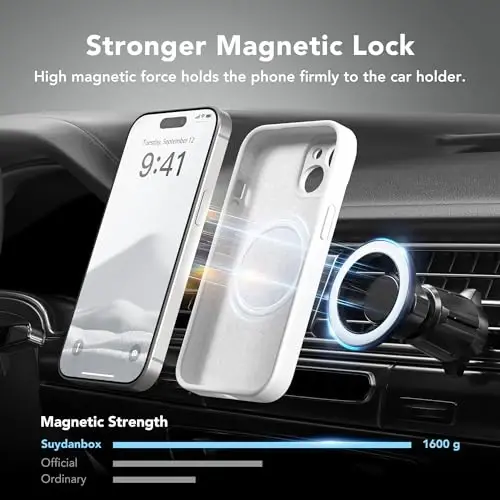 SuydanBox Magnetic for iPhone 13 Case, Compatible with MagSafe, [Full Camera Protection][Screen Protector] Silicone Shockproof Protective Phone Case for iPhone 13 6.1