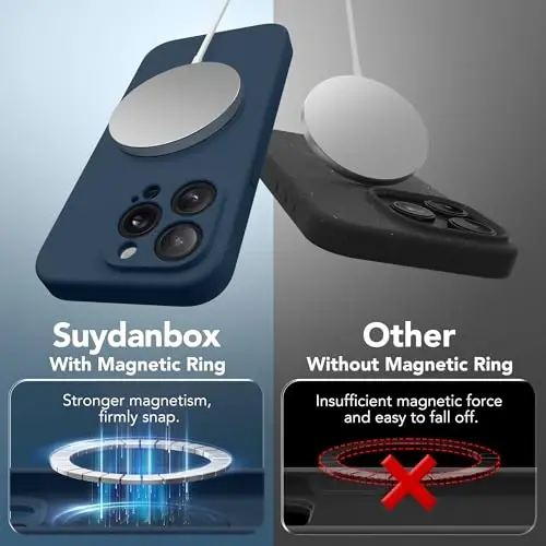 SuydanBox Magnetic for iPhone 13 Pro Case, MagSafe bilan mos, [To'liq kamera himoyasi][Ekran himoyachisi] Silikon zarbga chidamli himoya g'ilofi, iPhone 13 Pro 6.1
