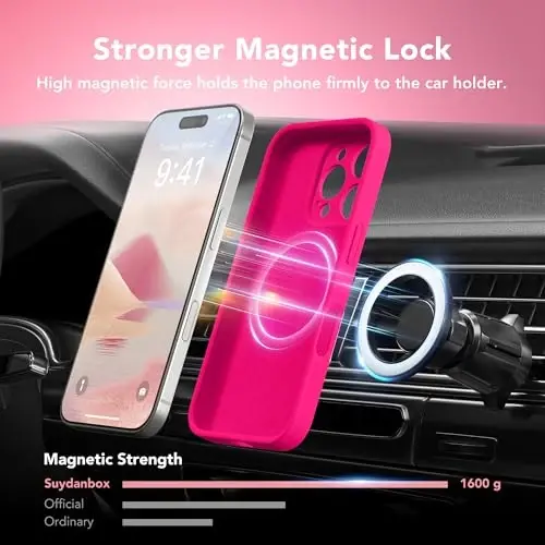 SuydanBox Magnetic for iPhone 16 Pro Max Case, Compatible with MagSafe, [Full Camera Protection][Screen Protector] Silicone Shockproof Protective Phone Case for iPhone 16 Pro Max 6.9