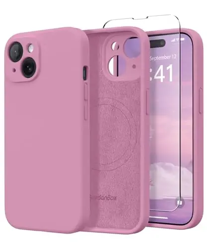 SuydanBox Magnetic for iPhone 14 Case, Compatible with MagSafe, [Full Camera Protection][Screen Protector] Silicone Shockproof Protective Phone Case for iPhone 14 6.1 inch, Blackcurrant 