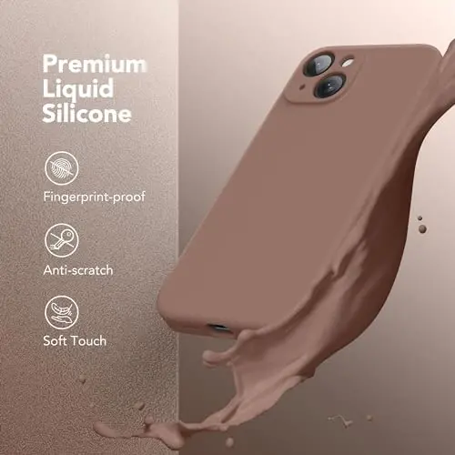 SuydanBox Magnetic for iPhone 14 Case, Compatible with MagSafe, [Full Camera Protection][Screen Protector] Silicone Shockproof Protective Phone Case for iPhone 14 6.1 inch, Brown - 3