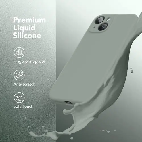 SuydanBox Magnetic for iPhone 14 Case, Compatible with MagSafe, [Full Camera Protection][Screen Protector] Silicone Shockproof Protective Phone Case for iPhone 14 6.1 inch, Calke Green - 3