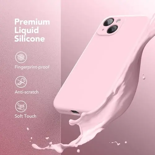 SuydanBox Magnetic for iPhone 14 Case, Compatible with MagSafe, [Full Camera Protection][Screen Protector] Silicone Shockproof Protective Phone Case for iPhone 14 6.1 inch, Chalk Pink - 3