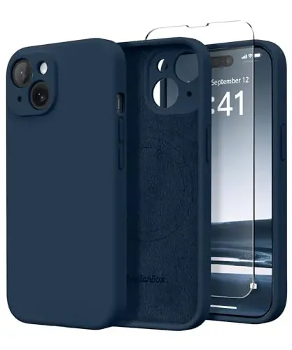 SuydanBox Magnetic for iPhone 14 Case, Compatible with MagSafe, [Full Camera Protection][Screen Protector] Silicone Shockproof Protective Phone Case for iPhone 14 6.1 inch, Cobalt Blue 