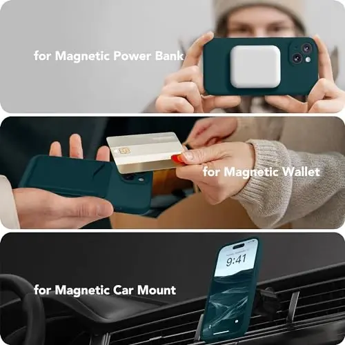 SuydanBox Magnetic for iPhone 14 Case, Compatible with MagSafe, [Full Camera Protection][Screen Protector] Silicone Shockproof Protective Phone Case for iPhone 14 6.1 inch, Deep Blue - 5