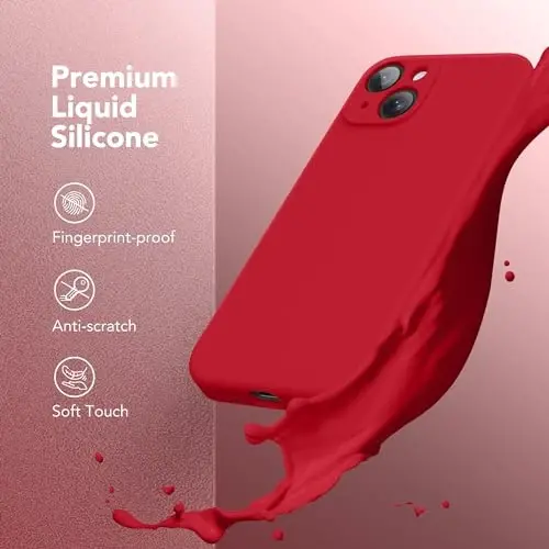 SuydanBox Magnetic for iPhone 14 Case, Compatible with MagSafe, [Full Camera Protection][Screen Protector] Silicone Shockproof Protective Phone Case for iPhone 14 6.1 inch, Deep Red - 3