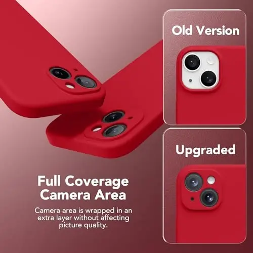 SuydanBox Magnetic for iPhone 14 Case, Compatible with MagSafe, [Full Camera Protection][Screen Protector] Silicone Shockproof Protective Phone Case for iPhone 14 6.1 inch, Deep Red - 4