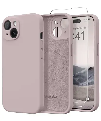 SuydanBox Magnetic for iPhone 14 Case, Compatible with MagSafe, [Full Camera Protection][Screen Protector] Silicone Shockproof Protective Phone Case for iPhone 14 6.1 inch, Hazel - 1