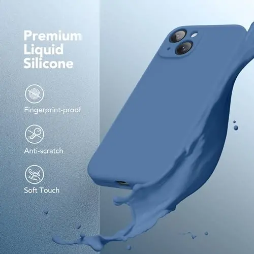 SuydanBox Magnetic for iPhone 14 Case, Compatible with MagSafe, [Full Camera Protection][Screen Protector] Silicone Shockproof Protective Phone Case for iPhone 14 6.1 inch, Lake Blue - 3