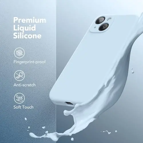 SuydanBox Magnetic for iPhone 14 Case, Compatible with MagSafe, [Full Camera Protection][Screen Protector] Silicone Shockproof Protective Phone Case for iPhone 14 6.1 inch, Light Blue - 3