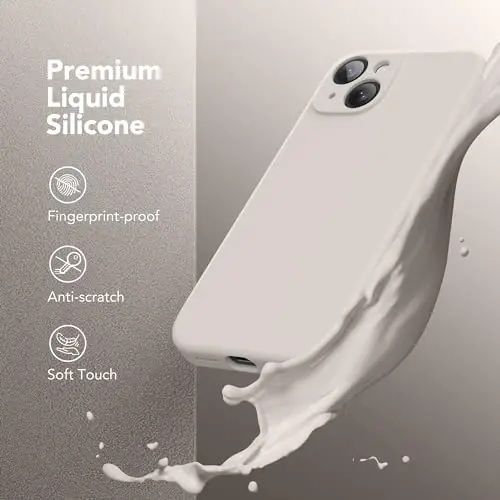 SuydanBox Magnetic for iPhone 14 Case, Compatible with MagSafe, [Full Camera Protection][Screen Protector] Silicone Shockproof Protective Phone Case for iPhone 14 6.1 inch, Stone - 3