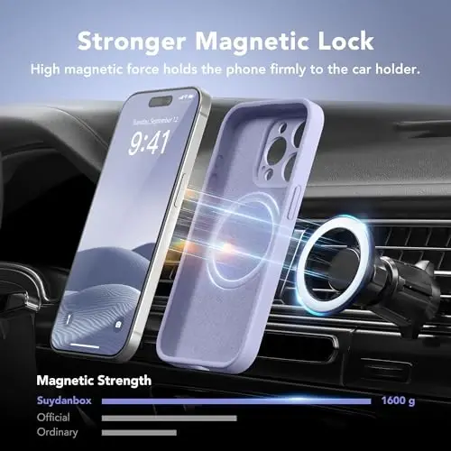 SuydanBox Magnetic for iPhone 14 Pro Case, Compatible with MagSafe, [Full Camera Protection] [Screen Protector] Silicone Shockproof Protective Phone Case for iPhone 14 Pro 6.1