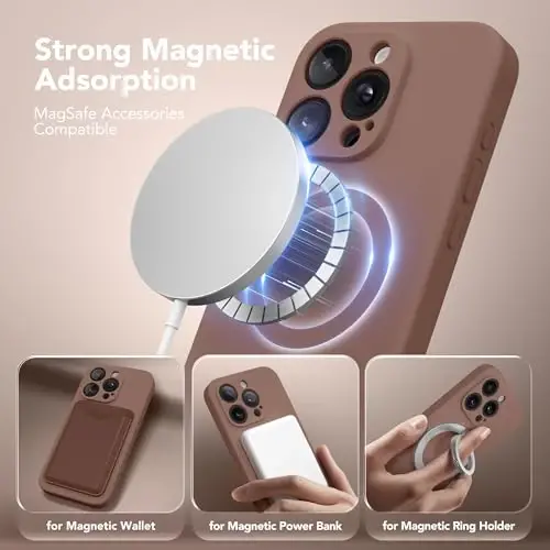 SuydanBox Magnetic for iPhone 14 Pro Case, Compatible with MagSafe, [Full Camera Protection][Screen Protector] Silicone Shockproof Protective Phone Case for iPhone 14 Pro 6.1